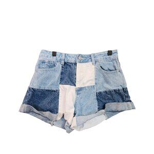 Pacsun Womens Patchwork Denim Mom Shorts High-Waisted Cuffed Size 25